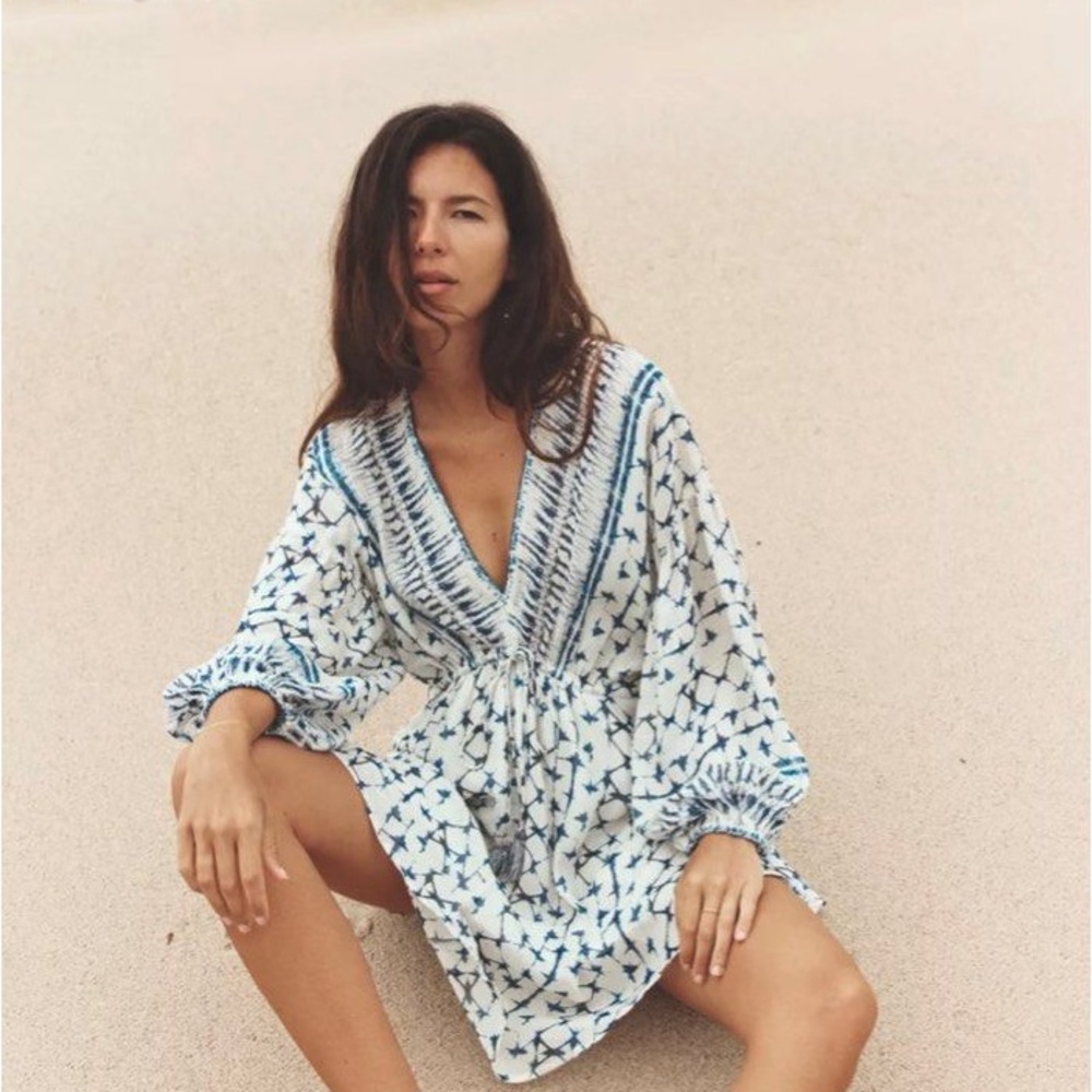 Zara METALLIC THREAD PRINTED DRESS